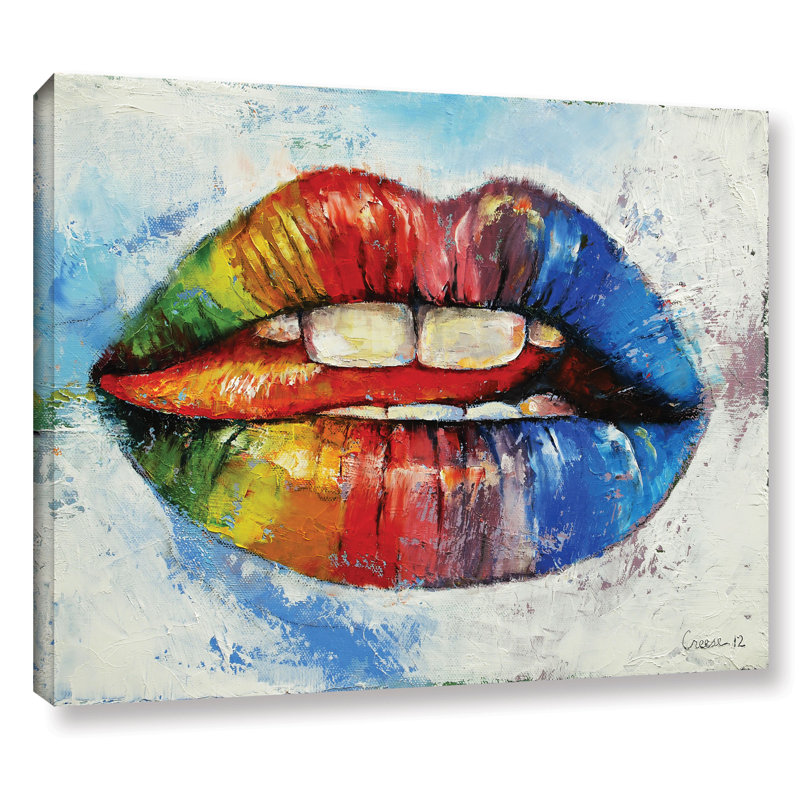 Lips Painting Print on Wrapped Canvas 24 H x 32 W x 2 D
